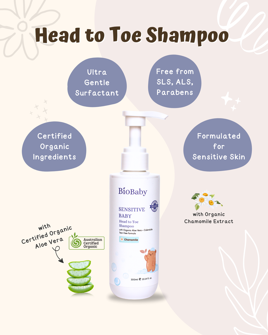 BioBaby™ Organic Baby Head to Toe Shampoo (300ml)