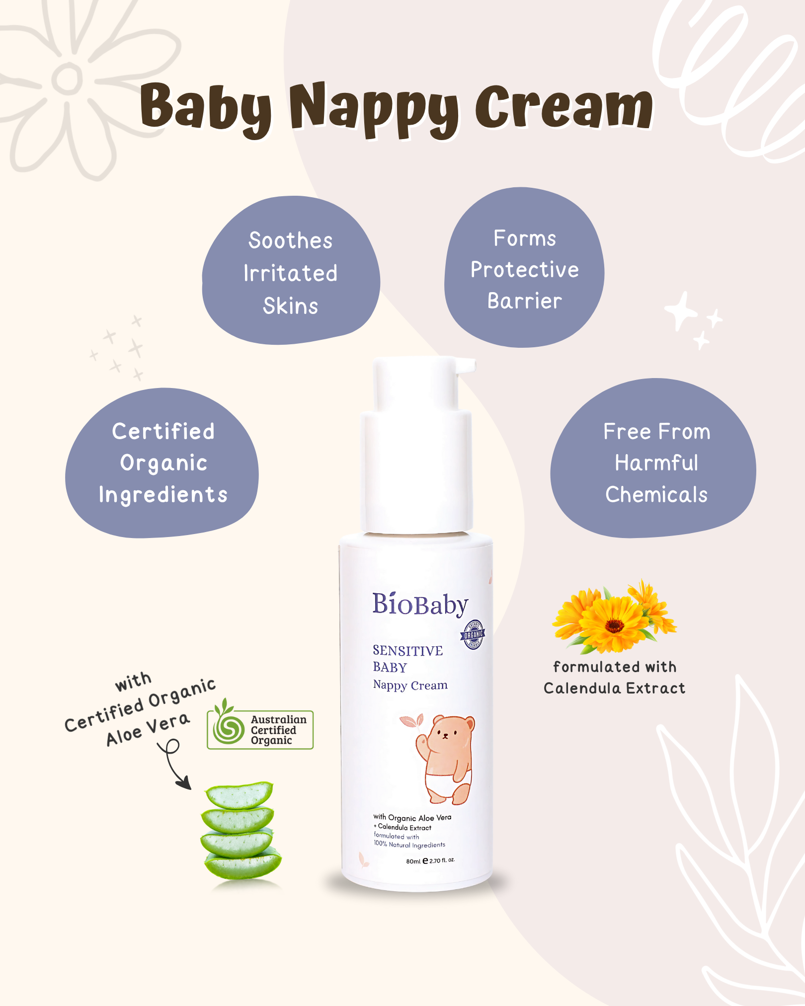 BioBaby™ Organic Baby Nappy Cream (80ml)