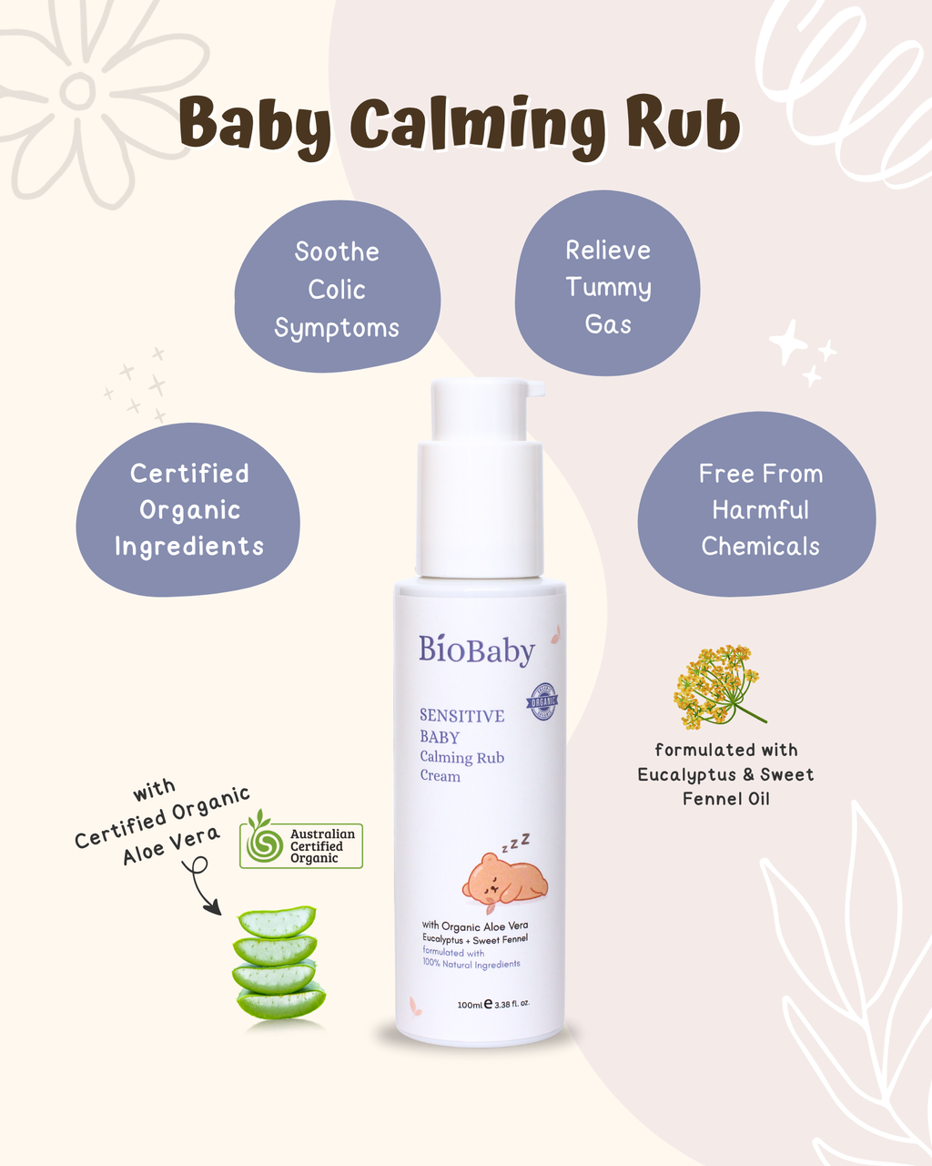 BioBaby™ Organic Baby Calming Rub Cream (100ml)