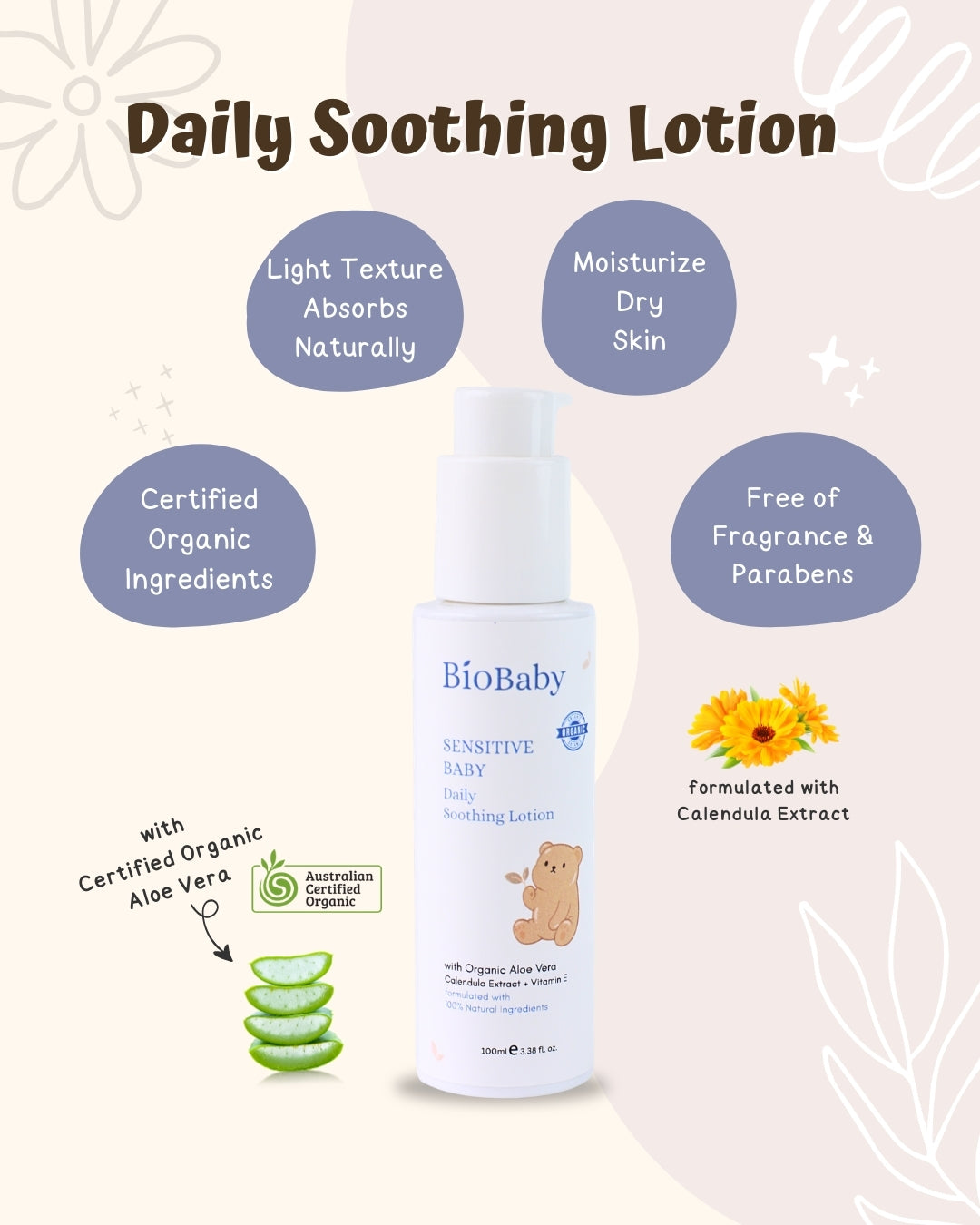 BioBaby™ Organic Baby Soothing Daily Lotion (100ml)